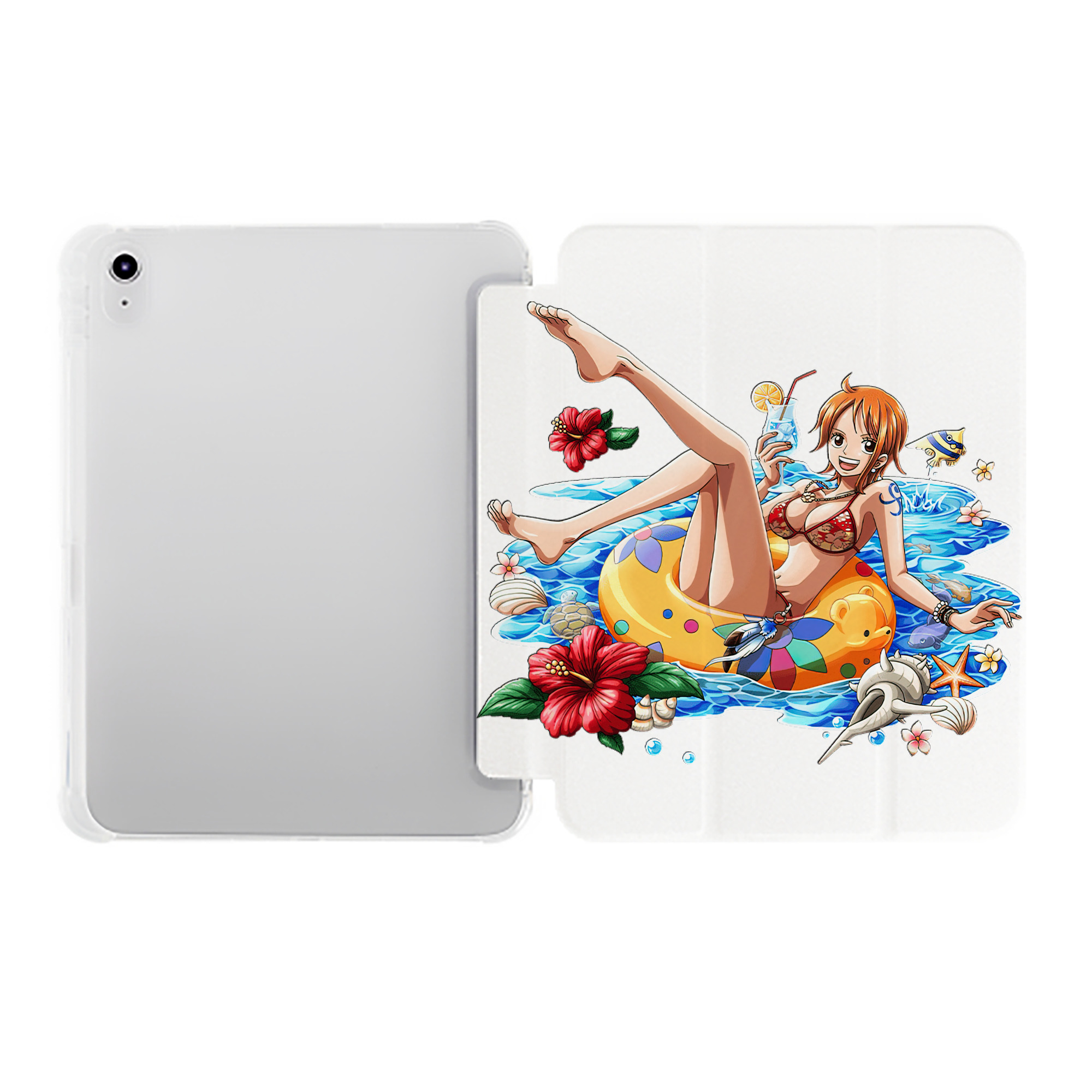 （画像用） ワンピース ナミ ONE PIECE Nami IPad ケース ペン収納付き 三つ折りスタンド PUレザー×シリコン 対応機種9.5/10.5/10.9インチ